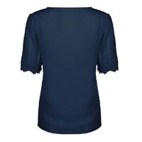 IDORAVAN Ljetni ženski vrhovi za čišćenje modnih ženskih ležerna čvrstog kratkih rukava V-izrez čipke majice