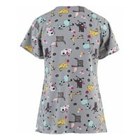 Prodajne majice za žene V-izrez TEE košulje za životinje Džepovi za životinje Radna uniforma Ležerne