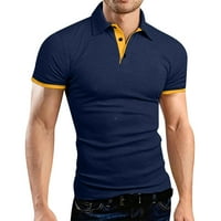 Muška golf majica Casual Sports V izrez rebrasti ovratnik kratki rukav modni casual čvrsta boja obična proljeća i ljeto obična fit žuta s