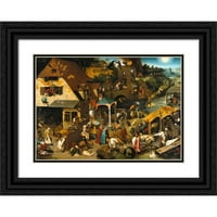 Pieter Brueghel The Stariji Crni ukrašeni uokvireni dvostruki matted muzej umjetnosti pod nazivom: Netherlandske