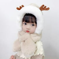 Zimska dječja šešir i šal jedan zadebljani topli plišani slatki bebinski antler za zaštitu uha Haki Khaki