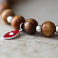 Živa narukvica crvene ribe: ručno izrađene srebrne perle i maslinarska perla narukvica za unise elegancije