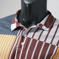 Muška majica Stripes ispisani dugi rukav Golf košulje Redovna fit gumba Ogrlica za patchwork košulje