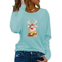 Božićne košulje žene jeseni modni slatki pointnik raglan dugih rukava pulover duks Bufonillo Plaid Xmas