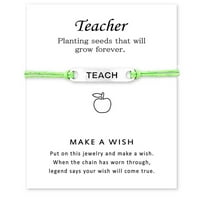 Pletena narukvica sa blagoslovnom karticom, pokloni za nastavnike - devet boja za odabir svjetlo zelene