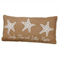 Pješčani nožni prsti i slani poljupci Starfish Burlap Dekorativni jastuk za bacanje