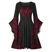 Trendvibe Halloween Ženska gotička haljina Srednjovjekovna renesansna haljina čipka Goth koktel haljina