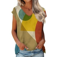 Ženski bluze Ženska modna casual tiskana V-izrez kratki rukav top bluza Yellow XL