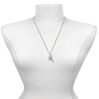 Delight nakit Silvertone 3-d svijetlo plava i AB Crystal Owl Silvertone Guardian Angel Bar Charm ogrlica,