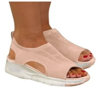 Ženska modna ljetna mrežaste platforme casual ženske cipele riba sandale za usta ružičaste