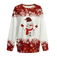 Fatuov zimska moda plus majice za žene za čišćenje dugih rukava pulover vrhove tiskanih vrata Božićni