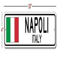 Napoli, Italija - Italijanska zastava - Metalni znak za kućni dekoracija, talijanski restoran, ulični