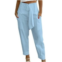 CLLIOS široke pantalone za noge za žene ljetni elastični struk pant s džepovima Casual Flowy Crdstring