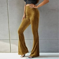 ECHFIPROM Womens Duketants Solid Flared High Squist Zlatne hlače za hlače