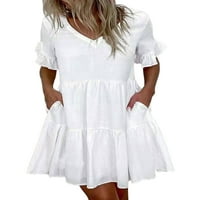 Rejlun Ženske haljine Swing haljina Tunic Sandress Loose jednostavan odmor bijeli l