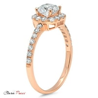1.23CT Princess Cut White Sapphire 18K ružičasto zlato Angažovanje halo prstena veličine 5.75