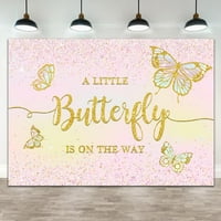 Butterfly decoracija za tuširanje za djevojku Backdrop 7x5ft Gold Mali leptir je na putu Fotografija