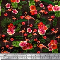 Siamoi Crepe svilena tkanina tropska lista, cvjetni i flamingo pečne tkanine otisci sa dvorištem širom