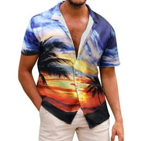Leesechin muške majice Havajska majica kratki rukav majica na plaži od ispisanog ljetnog casual gumba niz košulje na klirensu