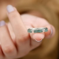 Savremeni bend prsten sa smaragdom za žene, maj rodni kamen - 0. CT, 14k bijelo zlato, SAD 11.50
