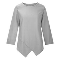 Pntutb Clearence ženski dugi rukav okrugli vrat Čvrsta bluza Jesen uzročni pulover vrhovi sive s