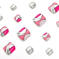 Geometrijski ružičasti bijeli sukob boja sjajni nožni nokti zakupa nokte nožni nokti noktiju