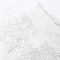 Ženske plus veličine vrhova modnog ljeta V-izrez kratki rukav pamučna posteljina od pune casual majice