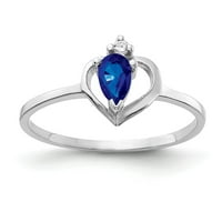 Čvrsta 14k bijelo zlato 5x kruška Sapphire Blue Search Gemstone vs Diamond Angažman prsten veličine