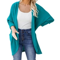 Youmylove ženske prednje otvorene dugi pleteni mekani džemper Čvrsta boja dugih rukava labava casual
