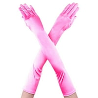 DreamHigh Weens Finges rukavice preko laka dugih crnih bijelih rukavica-ružičaste