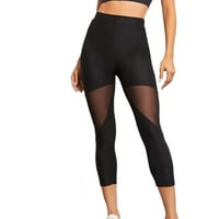 Podplug Capri pantalone za žene, ženske mrežne šivene Capris Sportske joge Istepene hlače koje rade