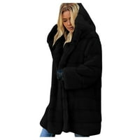 WAVSUF Womens kaputi i jakne plus veličina casual carice sa kapuljačnim dugim rukavima FAUX-KNJI