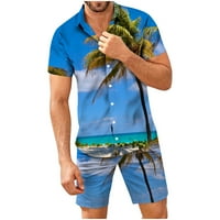 Muški havajska odjeća ljetna modna palma Ispiši kardigan s kratkim rukavima na majicama Stretch kratke