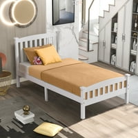 Bijeli drveni krevet na platformi s uzglavljenim i nožnim pločama, kapacitet 330klbs, krevet veličine