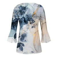 Yyeselk ljetni tunički vrhovi za žene Trendy trube s rukavima prema gore V-izrez majice, ležerne cvjetne