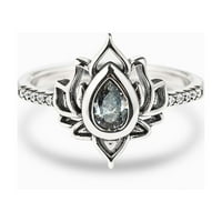Amousa Water Drop Aquamarine Cvijeće dame modni prsten nevjesta Angažovanje vjenčanih prstenova opseg