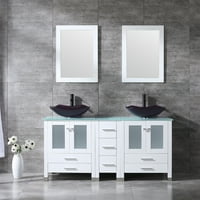 Bijelo kupaonica Vanity ormar opcionalni dvostruki sudoper Combo kaljeno staklo gornje ogledalo