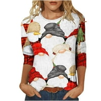 Trendy Pulover za žensku modnu ispisanu labavu majicu rukave ruševi okrugli vrat casual vrhovi