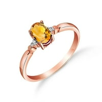 Galaxy Gold 14K ružičarski zlatni prsten sa prirodnim dijamantima i citrinom u obliku ovalnog oblika