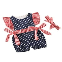 Dojenčad za bebe 4. srpnja Joper kombinezon sa bomknot bodysuit USA zastava za zastavu Dnevna odjeća