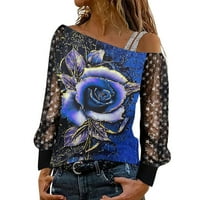 Ljeto Novo Žene Vrhunska majica Odjeća hladna ramena bluza za žene modne dame casual tiskani jednoslojni bluza dugih rukava dugih rukava
