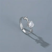 Modni cirkon srčani prsten ljubavni prsten bijeli zircon modni prsten lično svjetlo u prsten za prstenje