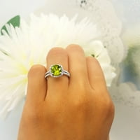 DazzlingRock kolekcija 10k okrugli rez peridot i bijeli dijamantski dame Bridal Halo Angažman prsten,