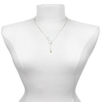 Delight nakit avgust - Lime Green Crystal Bicone Silver Tone Elegantna Infinity Lariat ogrlica