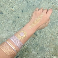Kripyery Vodootporna narukvica uzorak Zlatna metalik prijenos tetovaže za tetovaže za tijelo umjetnost