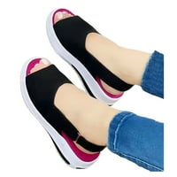 Rewenti ženske cipele modna čvrsta boja minimalističke ribe usta debele dno klina sandale papuče za