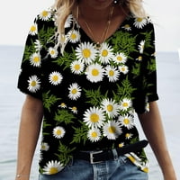 Ženska ležerna modna cvjetna print uzorka majica s kratkim rukavima