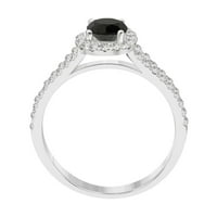 Aonejewelry Aone nakit 1. Carat okrugli oblik crni i bijeli dijamantski rušni prsten za halo u 14k ruži,