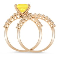 2. CT Sjajno princeze simulirani žuti dijamant 18k žuti zlatni pasijans sa akcentima Bridal set sz 11