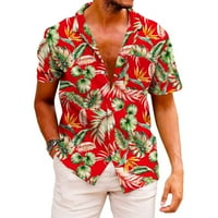 Hanas muška havajska majica, kratki rukav V rezervni rezervat casual gumb dolje modne boemske košulje